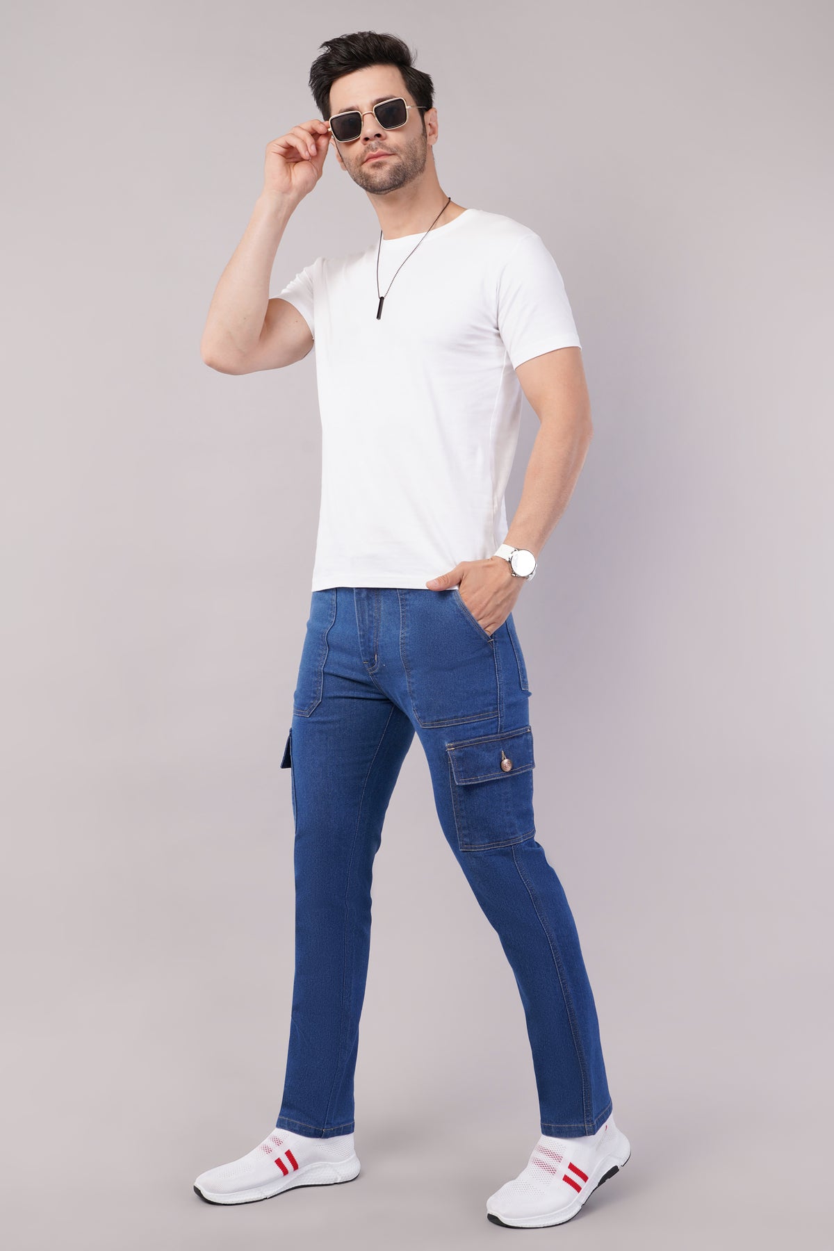 Men's Denim Cargo Jeans ( 6014_Bata_Blue )