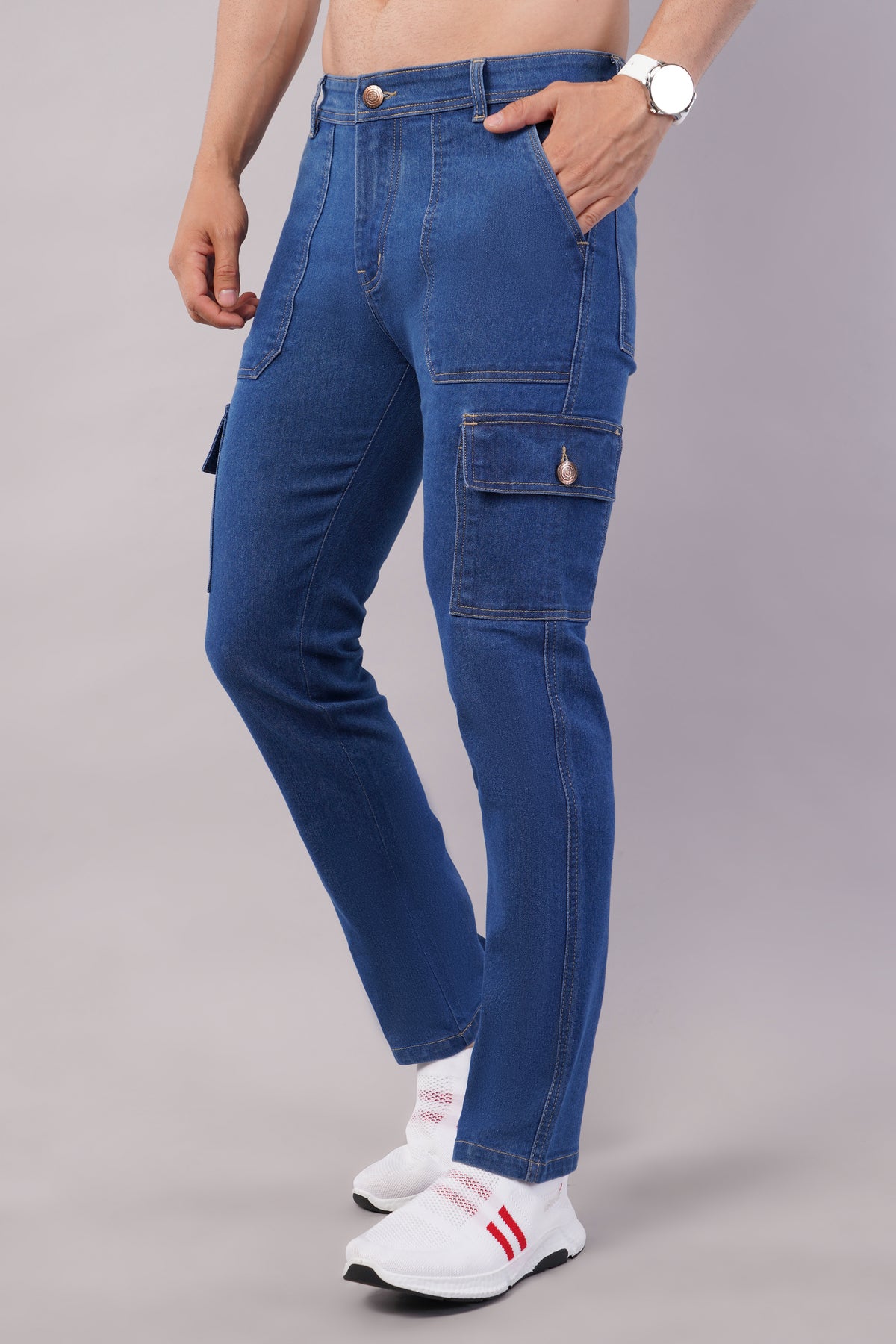 Men's Denim Cargo Jeans ( 6014_Bata_Blue )