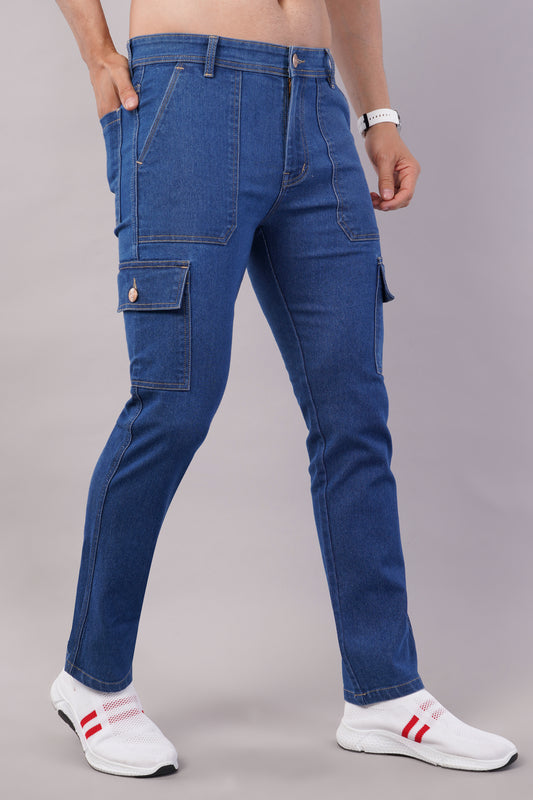 Men's Denim Cargo Jeans ( 6014_Bata_Blue )
