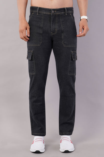 Men's Denim Cargo Jeans ( 6011_Dark-Grey )