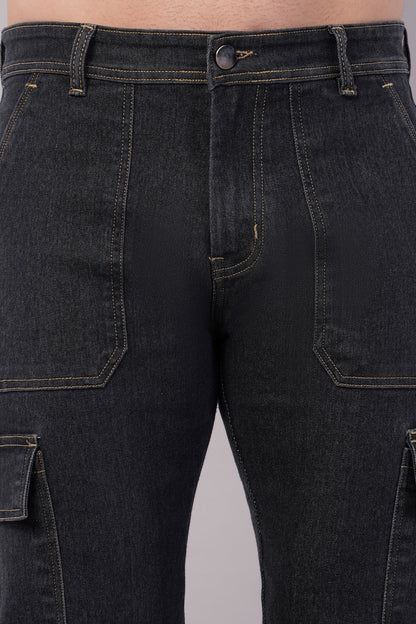 Men's Denim Cargo Jeans ( 6011_Dark-Grey )