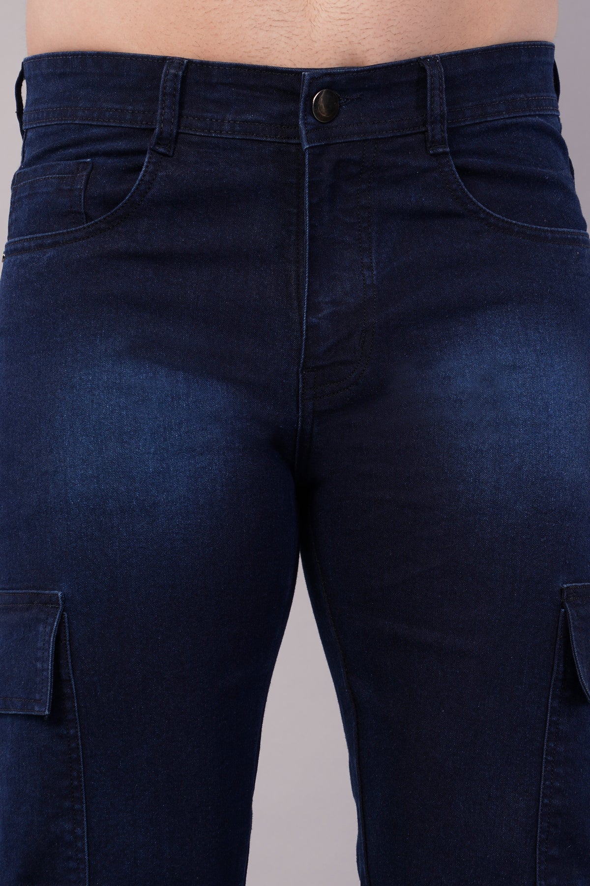 Men's Denim Cargo Jeans ( 6019_Dark_Blu )