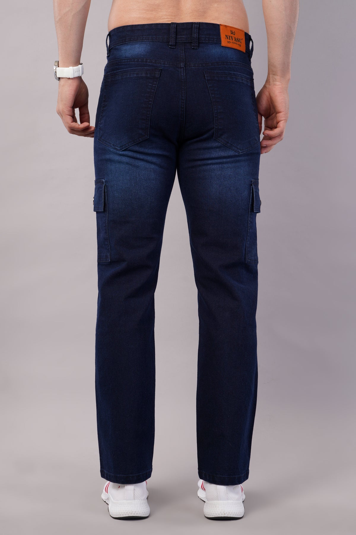 Men's Denim Cargo Jeans ( 6019_Dark_Blu )