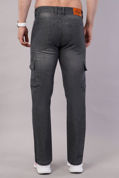 Men's Denim Cargo Jeans ( 6016_Grey )