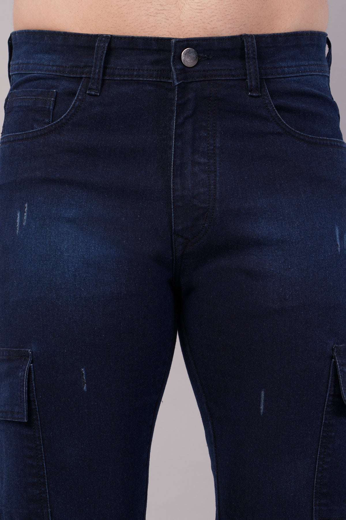 Men's Denim Cargo Jeans ( 6017_Dark_Blue )