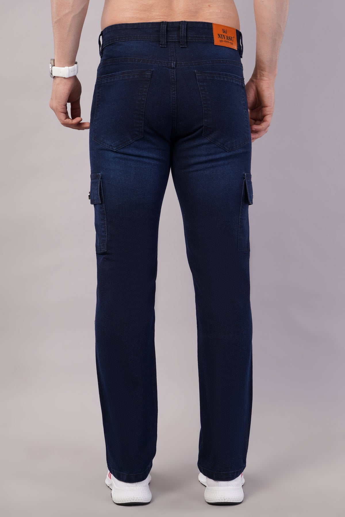 Men's Denim Cargo Jeans ( 6017_Dark_Blue )