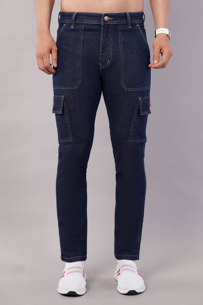 Men's Denim Cargo Jeans ( 6013_Dark_Blue )