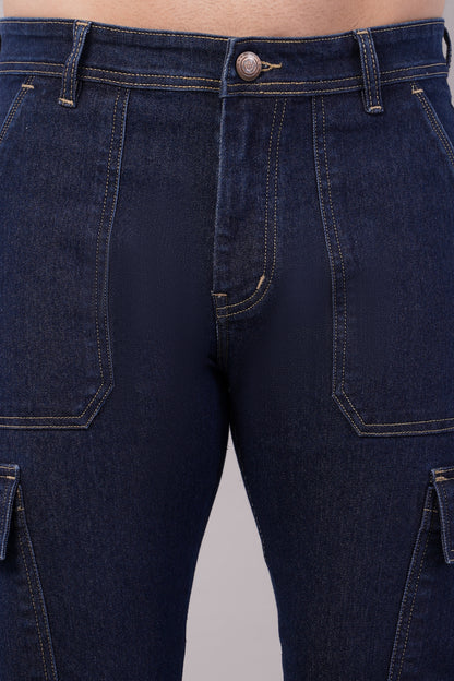 Men's Denim Cargo Jeans ( 6013_Dark_Blue )