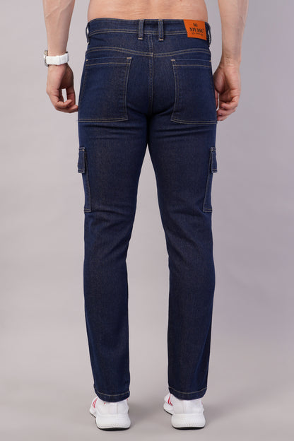 Men's Denim Cargo Jeans ( 6013_Dark_Blue )