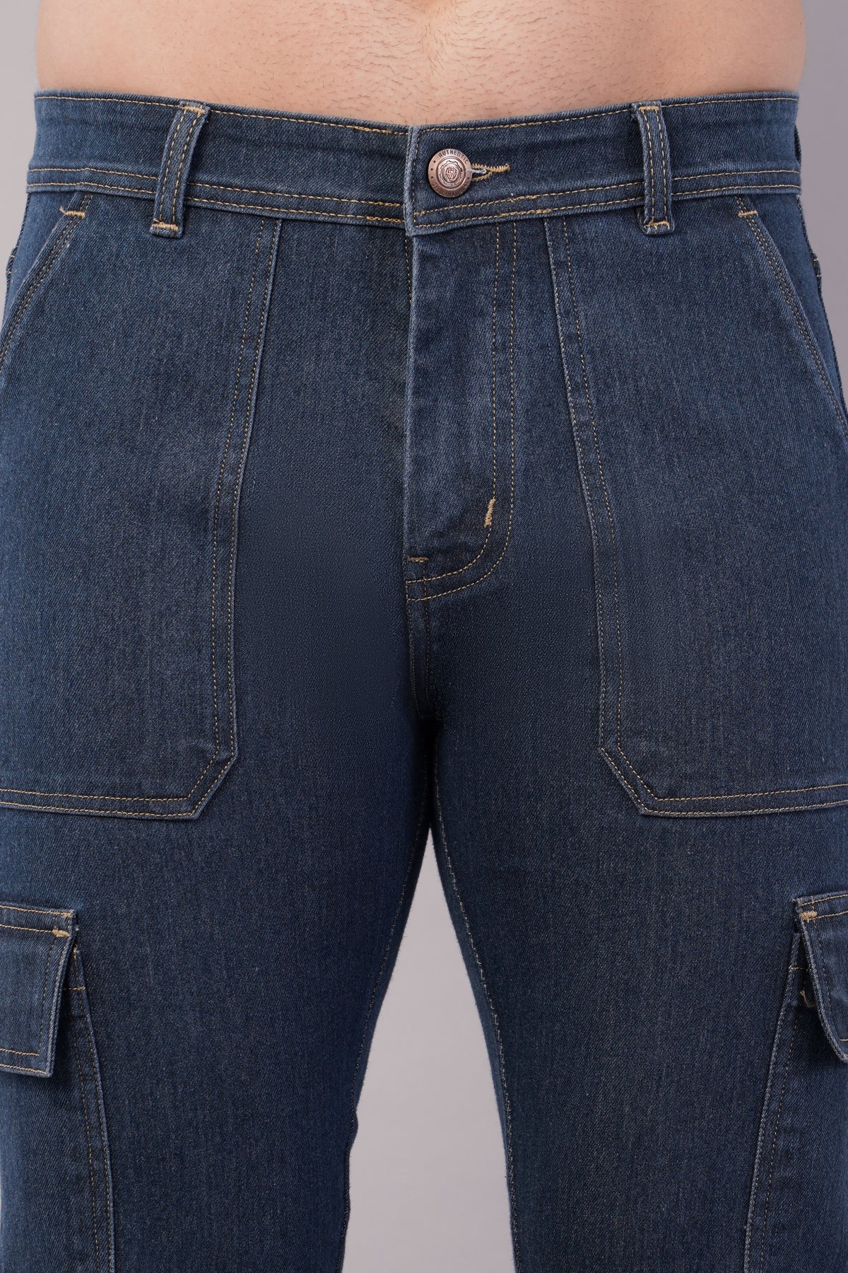 Men's Denim Cargo Jeans ( 6012_Grey_Blue )