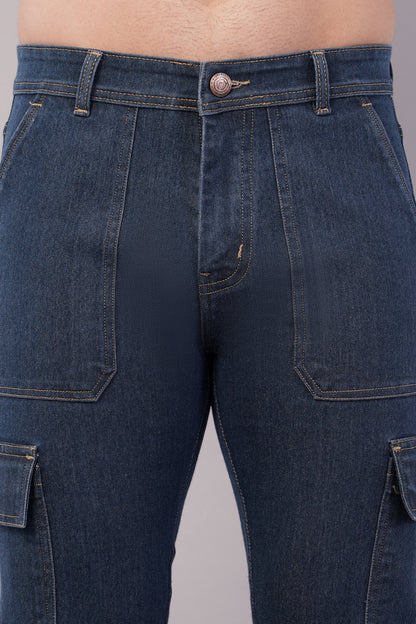 Men's Denim Cargo Jeans ( 6012_Grey_Blue )
