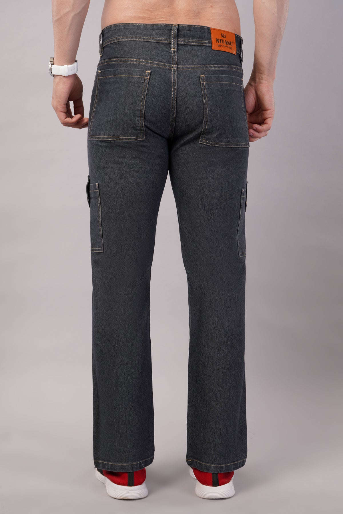 Men's Denim Cargo Jeans ( 6010_Dark_Grey )