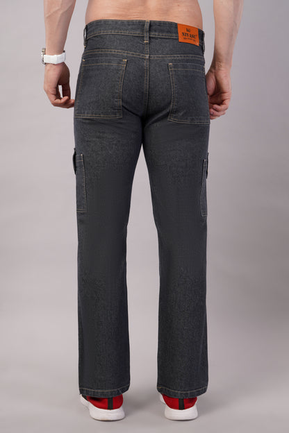 Men's Denim Cargo Jeans ( 6010_Dark_Grey )