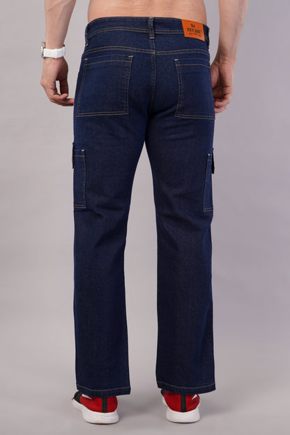 Men's Denim Cargo Jeans ( 6007_Hard_blu )