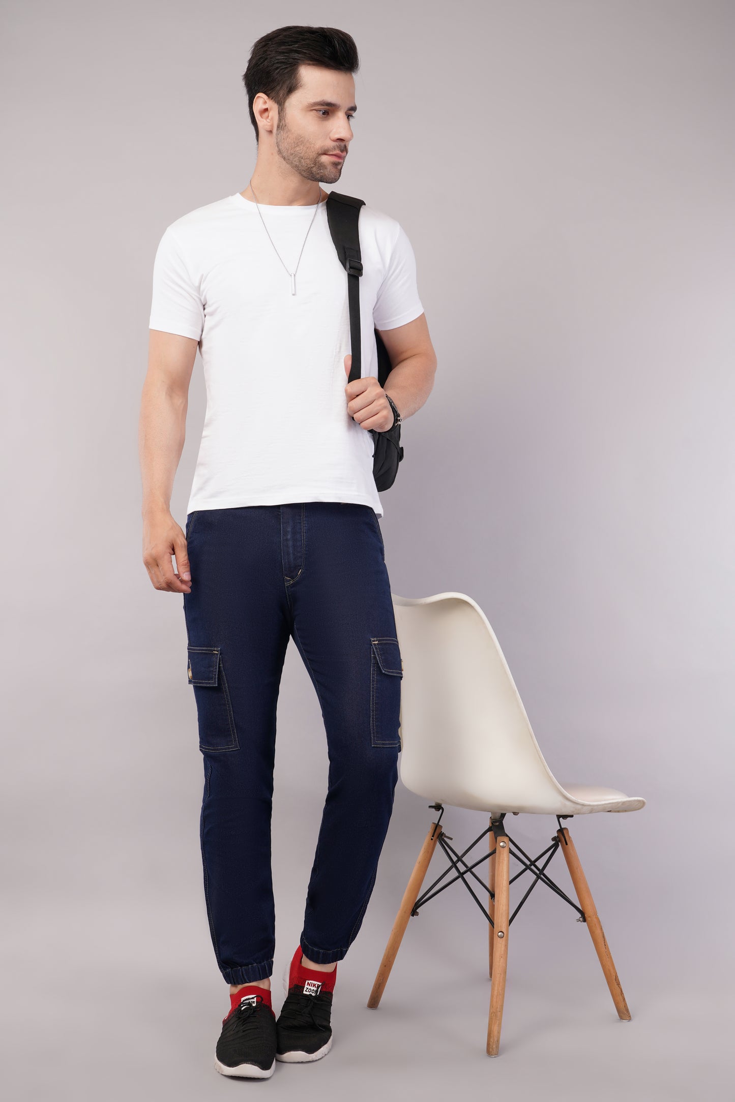 Men's Denim Cargo Jogger ( 3015_Hard-Blu)