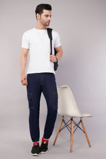 Men's Denim Cargo Jogger ( 3015_Hard-Blu)