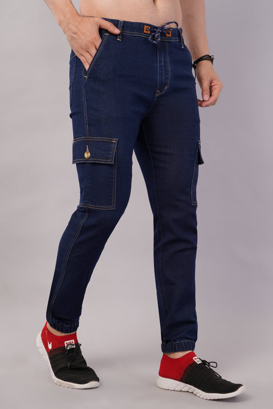 Men's Denim Cargo Jogger ( 3015_Hard-Blu)