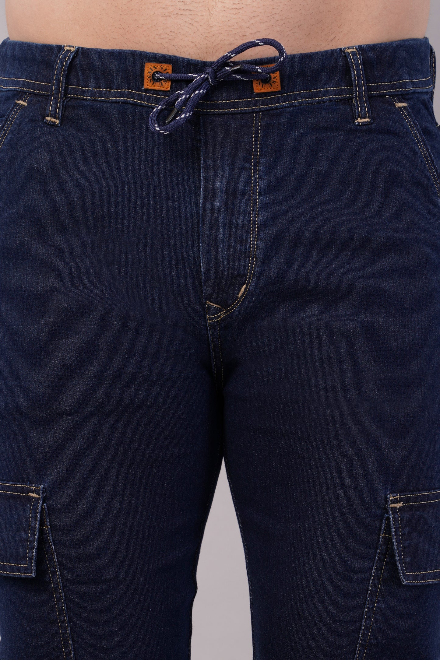 Men's Denim Cargo Jogger ( 3015_Hard-Blu)