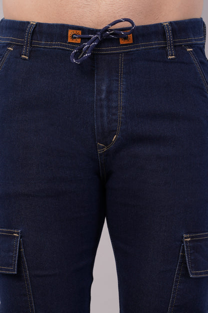 Men's Denim Cargo Jogger ( 3015_Hard-Blu)