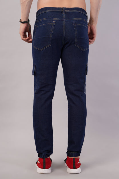 Men's Denim Cargo Jogger ( 3015_Hard-Blu)