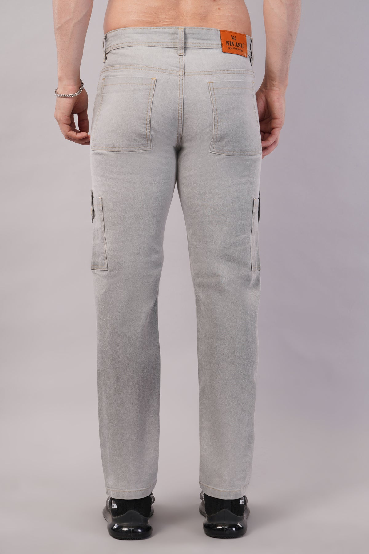 Men's Denim Cargo Jeans ( 6006_Offwhite )
