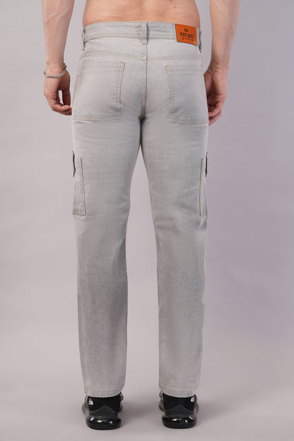 Men's Denim Cargo Jeans ( 6006_Offwhite )
