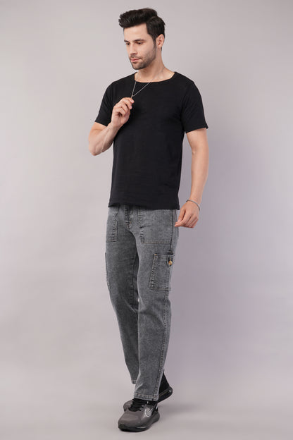 Men's Denim Cargo Jeans ( 6009_Grey )