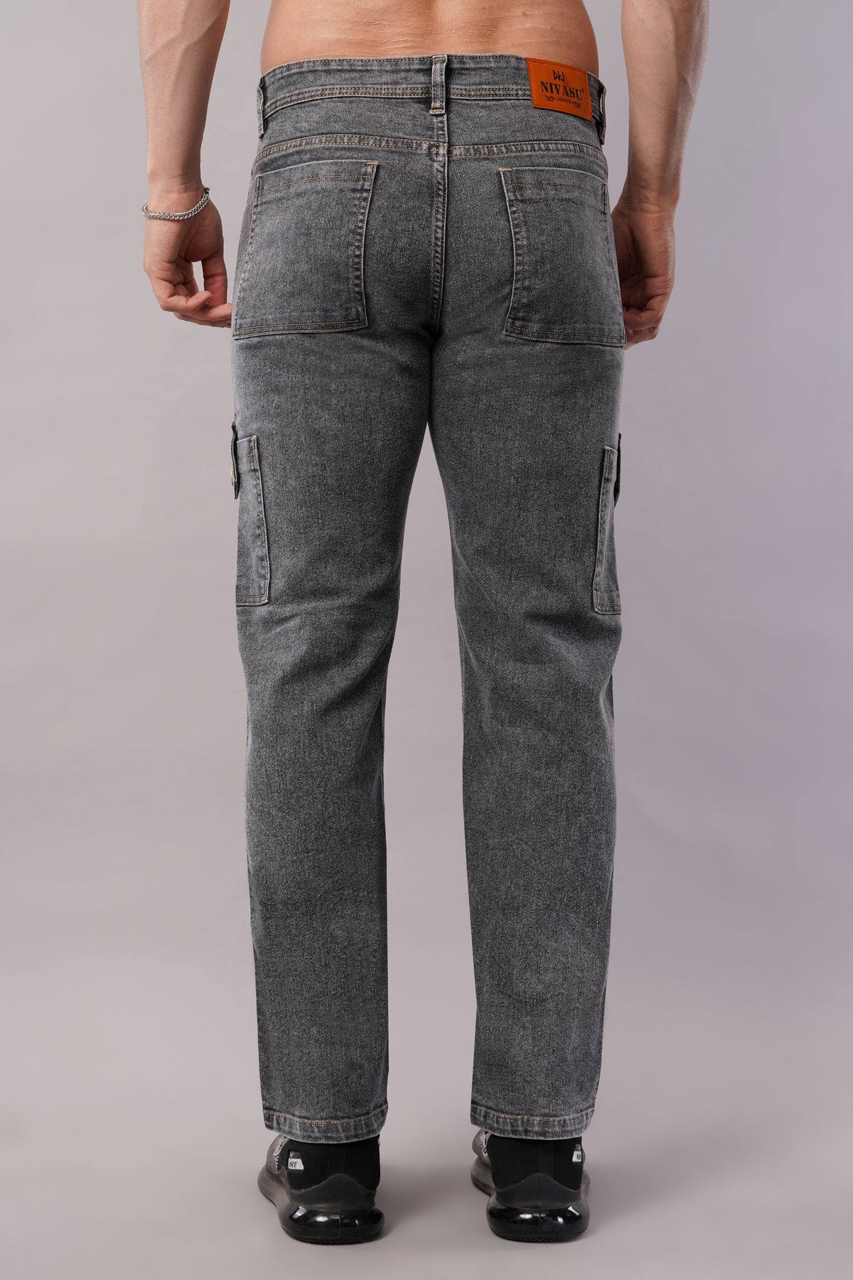 Men's Denim Cargo Jeans ( 6009_Grey )
