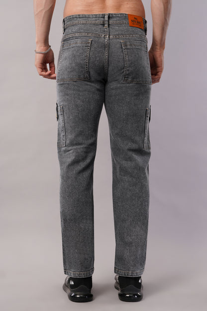 Men's Denim Cargo Jeans ( 6009_Grey )
