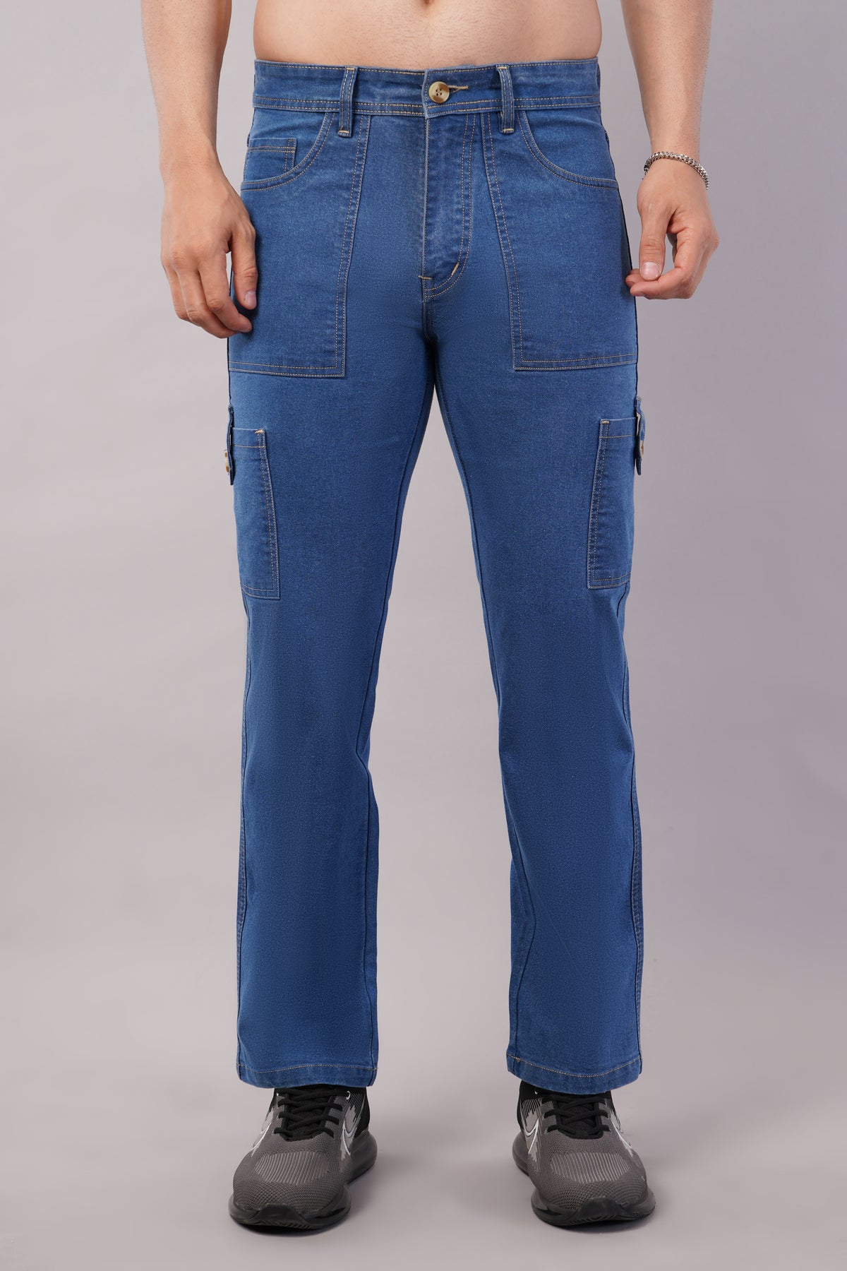 Men's Denim Cargo Jeans ( 6008_Bata_Blu )