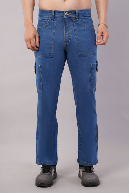 Men's Denim Cargo Jeans ( 6008_Bata_Blu )