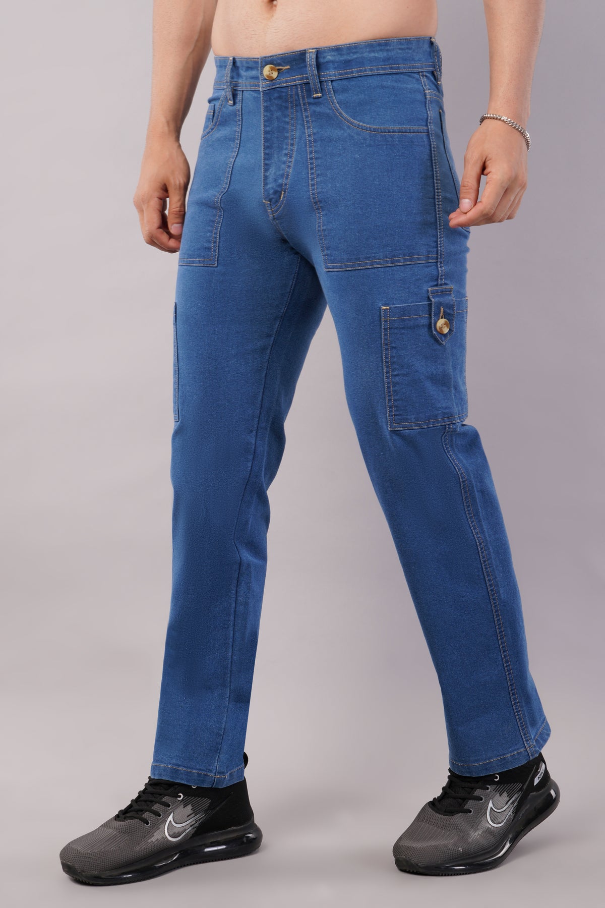 Men's Denim Cargo Jeans ( 6008_Bata_Blu )