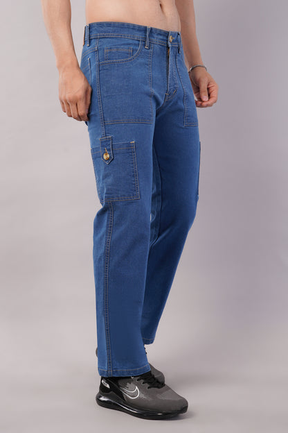 Men's Denim Cargo Jeans ( 6008_Bata_Blu )