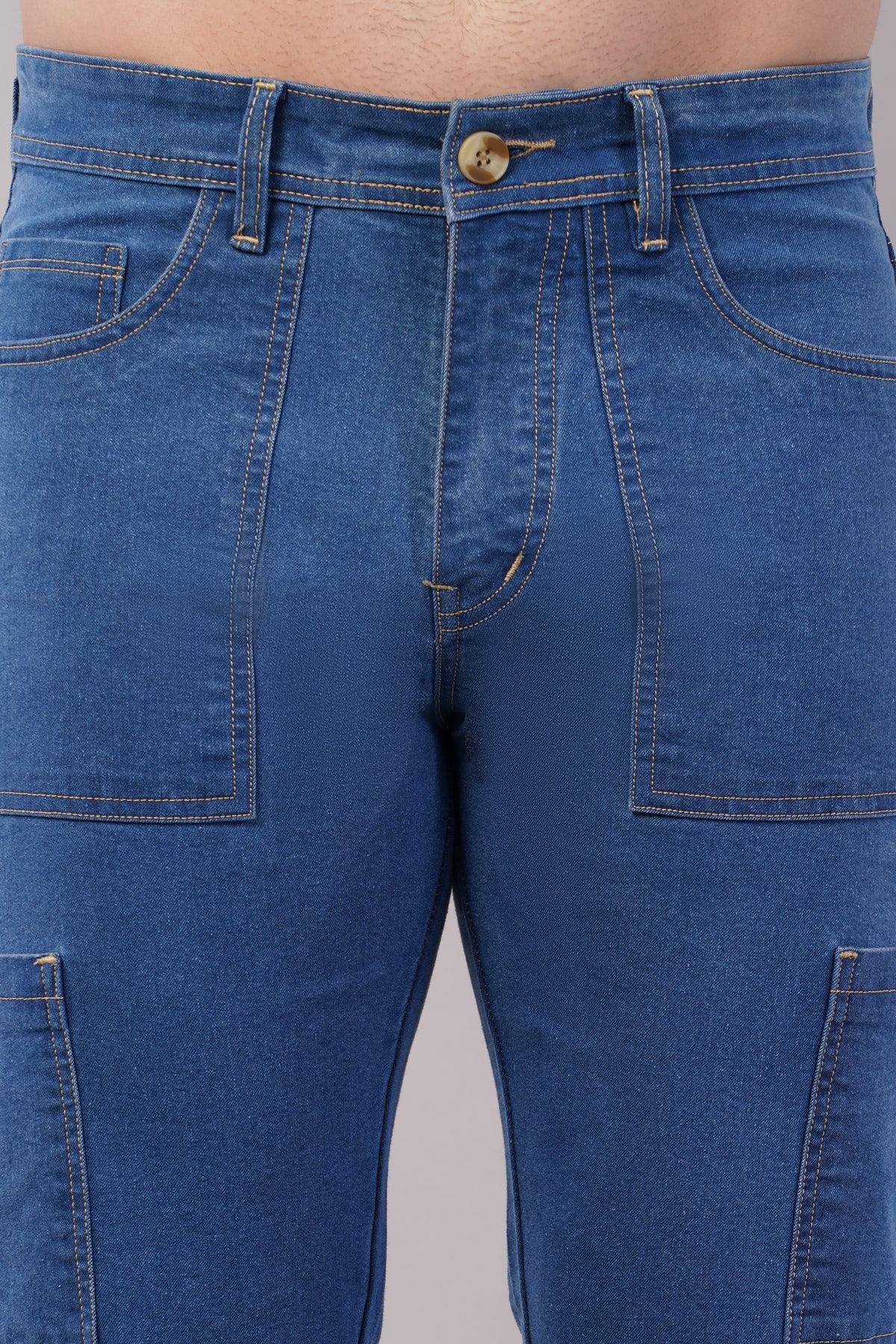 Men's Denim Cargo Jeans ( 6008_Bata_Blu )