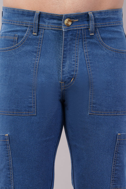 Men's Denim Cargo Jeans ( 6008_Bata_Blu )