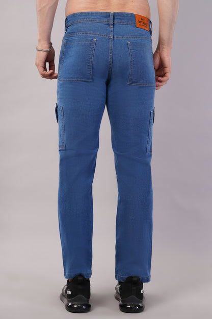Men's Denim Cargo Jeans ( 6008_Bata_Blu )