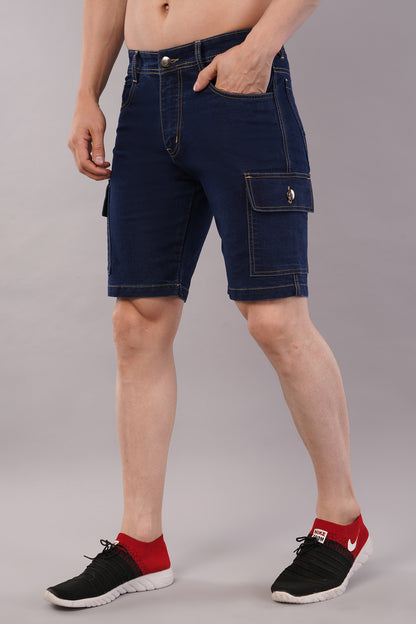 Men Denim Cargo Shorts (CS2017_D.blu)