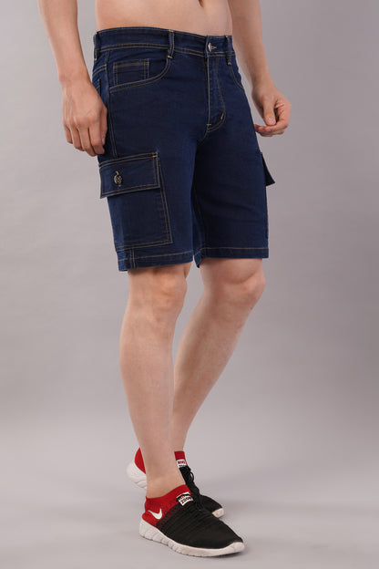 Men Denim Cargo Shorts (CS2017_D.blu)