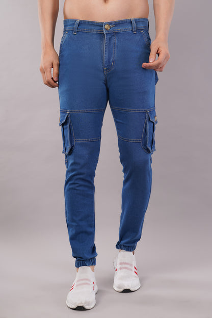 Men's Denim Cargo Jeans ( 5003_Blue )