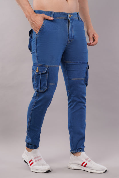 Men's Denim Cargo Jeans ( 5003_Blue )