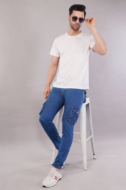 Men's Denim Cargo Jeans ( 5003_Blue )