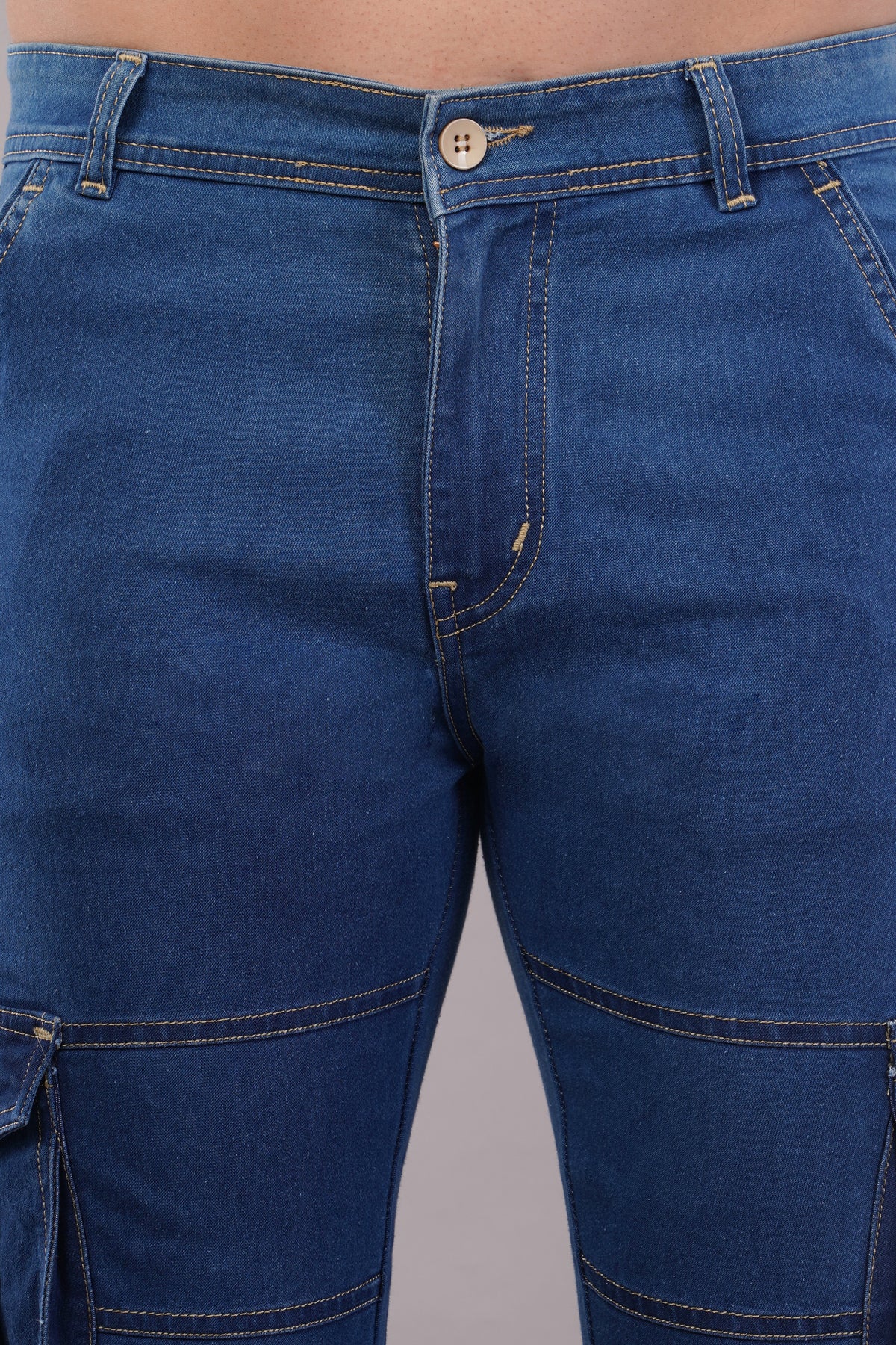 Men's Denim Cargo Jeans ( 6003_Bata-Blu )