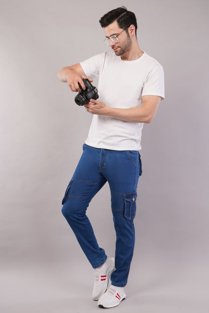 Men's Denim Cargo Jeans ( 6003_Bata-Blu )