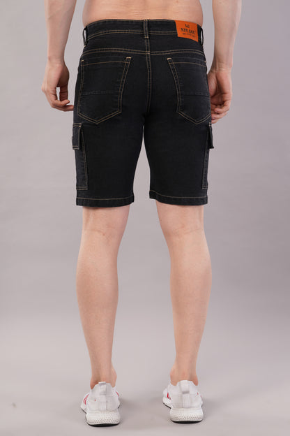 Men Denim Cargo Shorts (CS2019_Black)