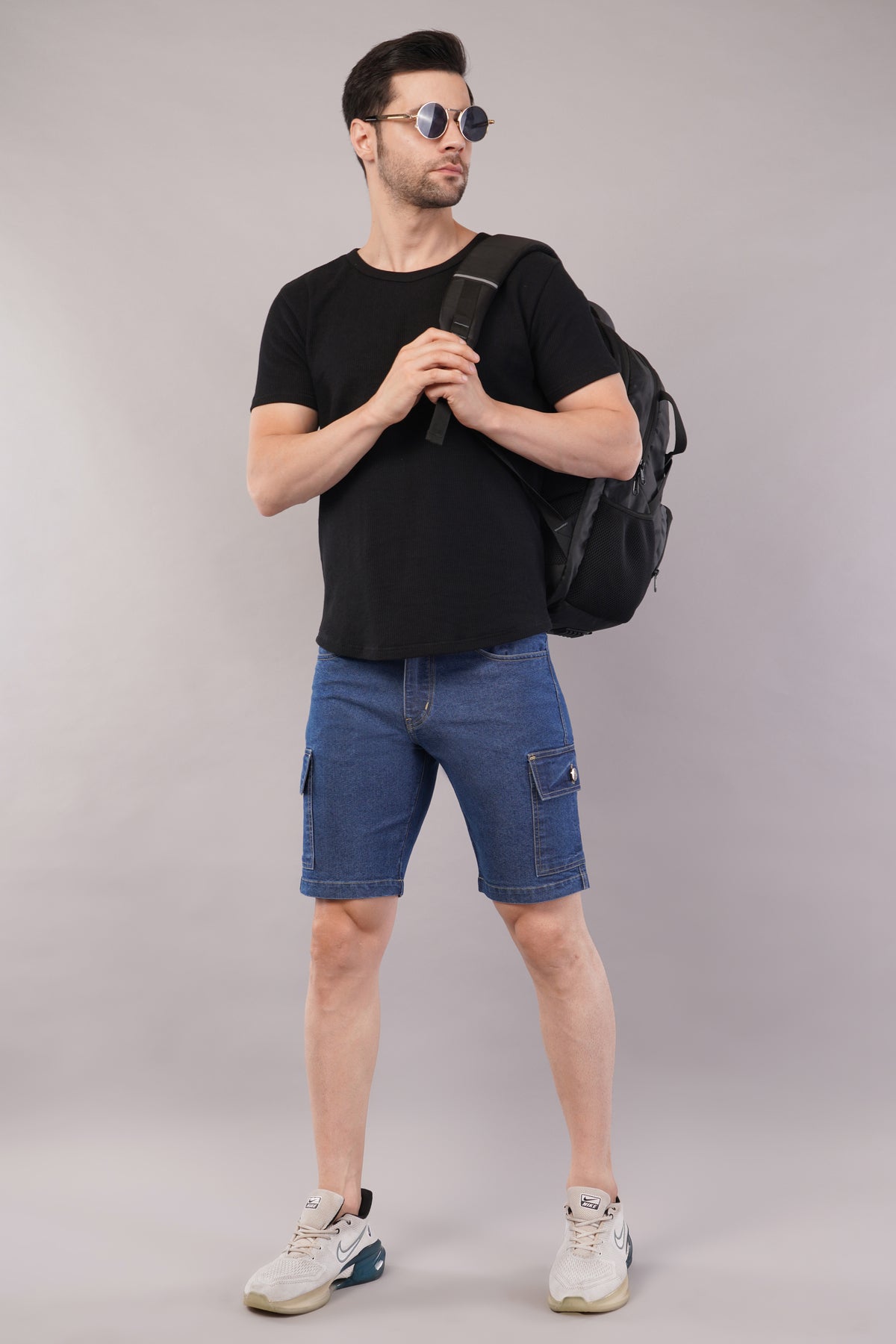 Men Denim Cargo Shorts (CS2018_B.blu)