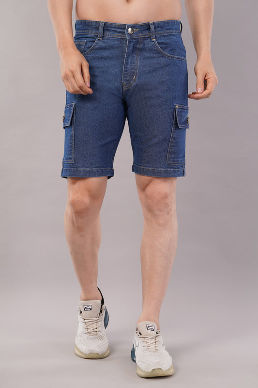 Men Denim Cargo Shorts (CS2018_B.blu)