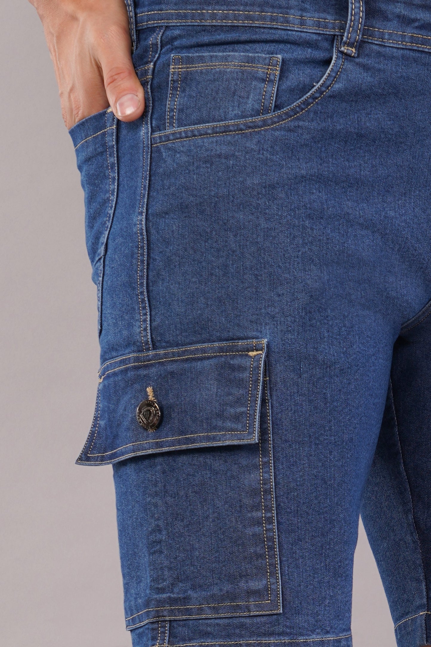 Men Denim Cargo Shorts (CS2018_B.blu)