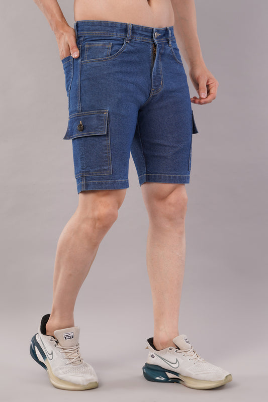 Men Denim Cargo Shorts (CS2018_B.blu)