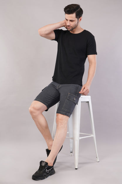 Men Denim Cargo Shorts (CS2020_GREY)