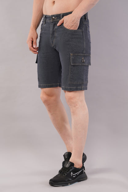 Men Denim Cargo Shorts (CS2020_GREY)